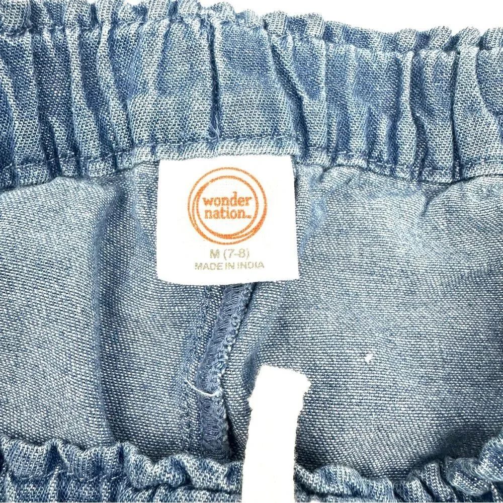 Girls blue jean shorts set of 2 Wonder Nation & Studio V Sz M 7/8